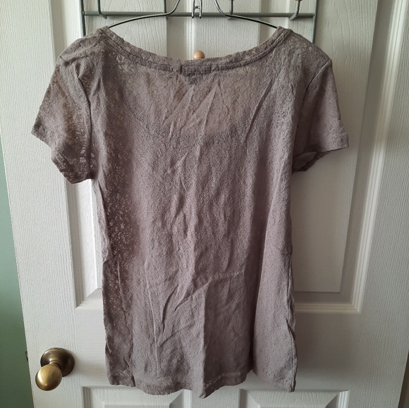 Elementz Size L Gray Lace Short Sleeve T-Shirt - Picture 3 of 7